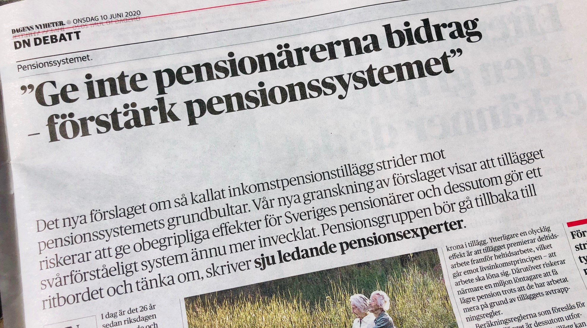 Pensionärer ska få en bra pension – inte bidrag